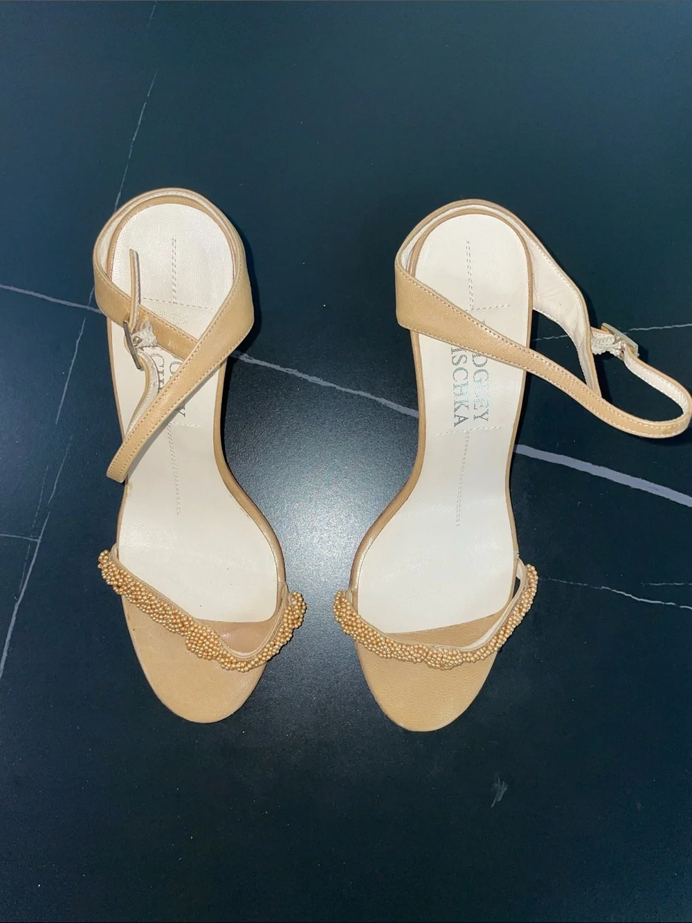 BADGLEY MISCHKA EMBELLISHED HEELED SANDALS FTL-08-198